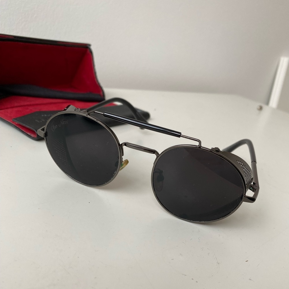 Cleo Nicci Black Aviator Sunglasses with case